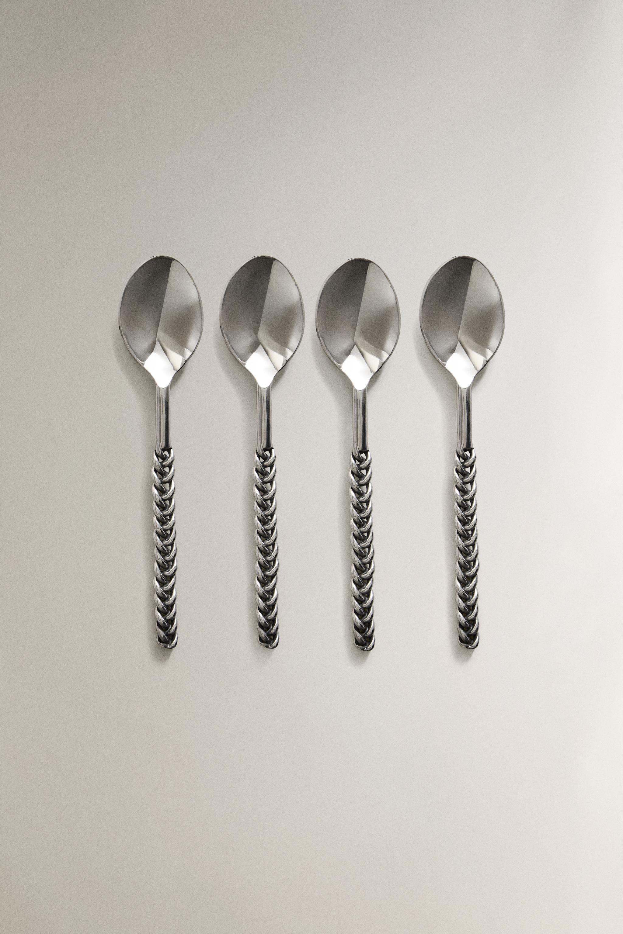 PACK OF DESSERT SPOONS WITH BRAIDED METAL HANDLES (PACK OF 4)